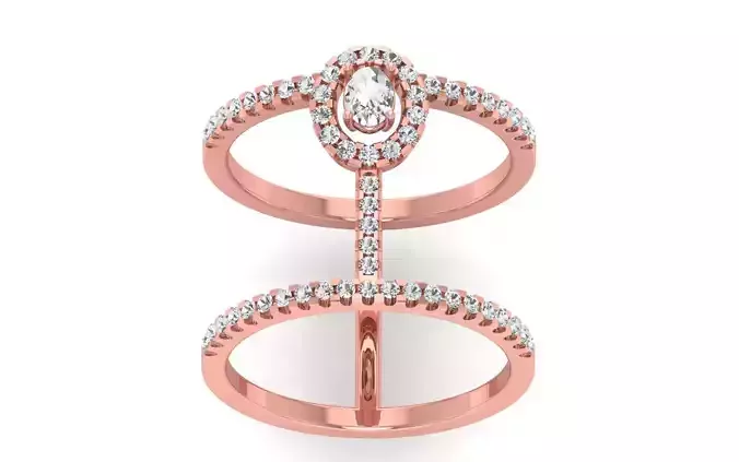 Women Solitaire Double Band Ring 3dm STL OBJ Renders Details