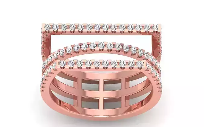 Women Solitaire Three Band Ring 3dm STL OBJ FBX  Renders Details