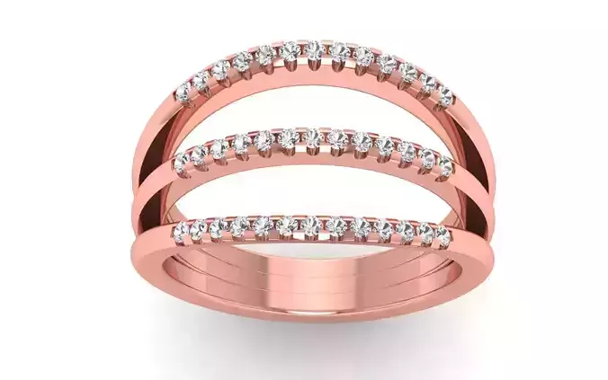 Women Solitaire Three Band Ring 3dm STL OBJ FBX  Renders Details