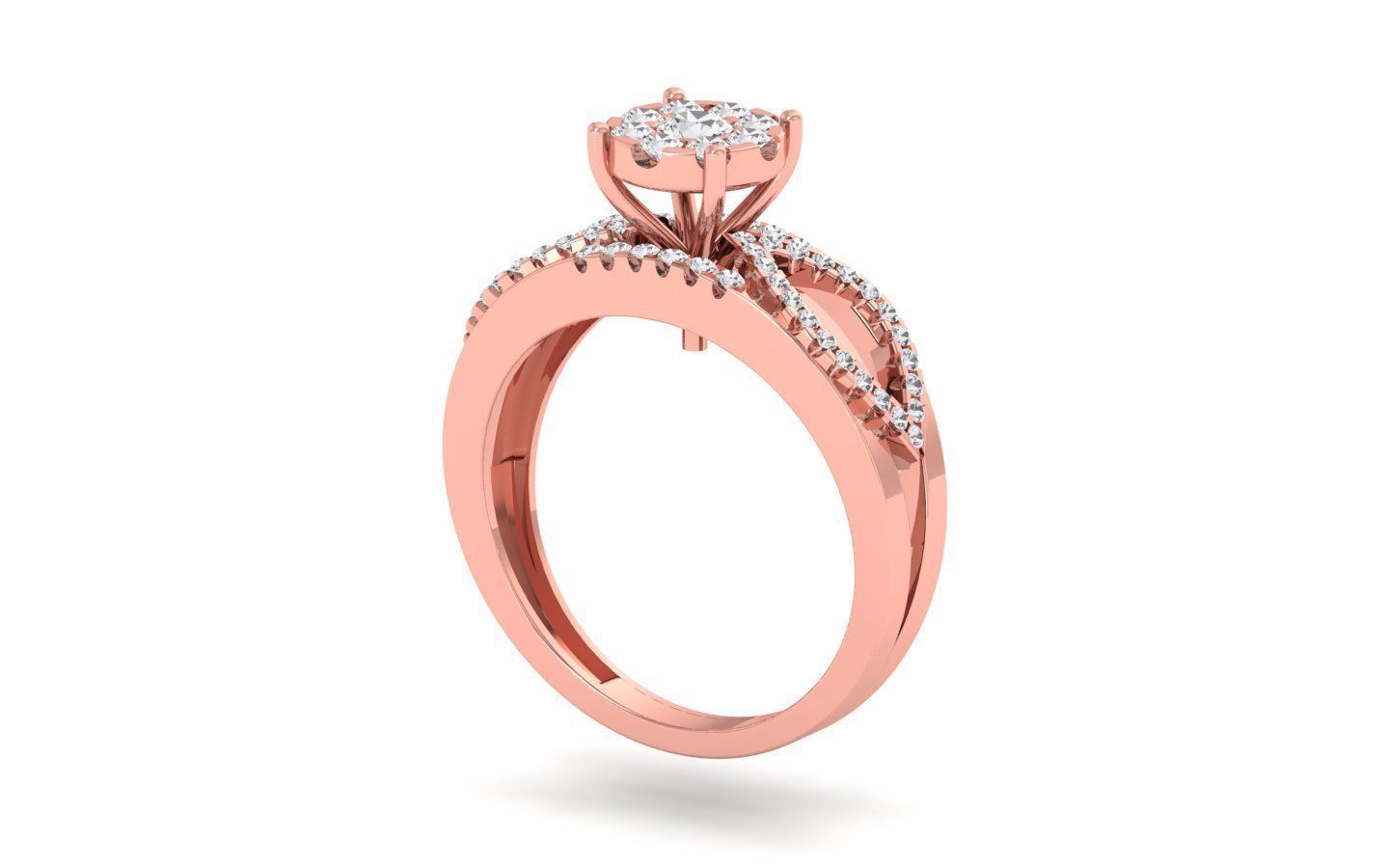 Women Solitaire Double Band Ring 3dm STL OBJ Renders Details 3D print model_1