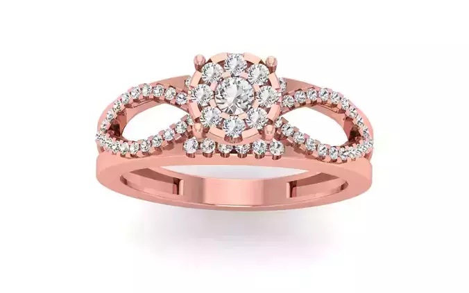 Women Solitaire Double Band Ring 3dm STL OBJ Renders Details