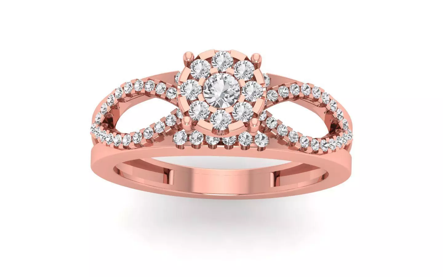 Women Solitaire Double Band Ring 3dm STL OBJ Renders Details 3D print model_0