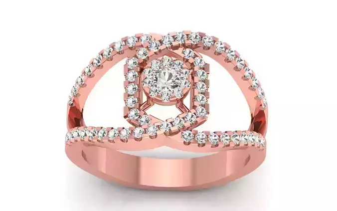 Women Solitaire Double Band Ring 3dm STL OBJ FBX Renders Details