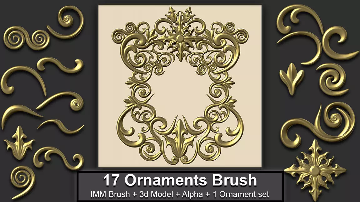 Ornaments Brushes with IMM Brushes and Ornament Set Vol 1 3D model_0