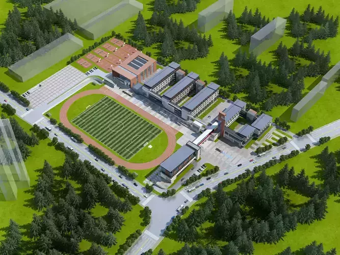 3D Campus School Buildings Set  007 3D model