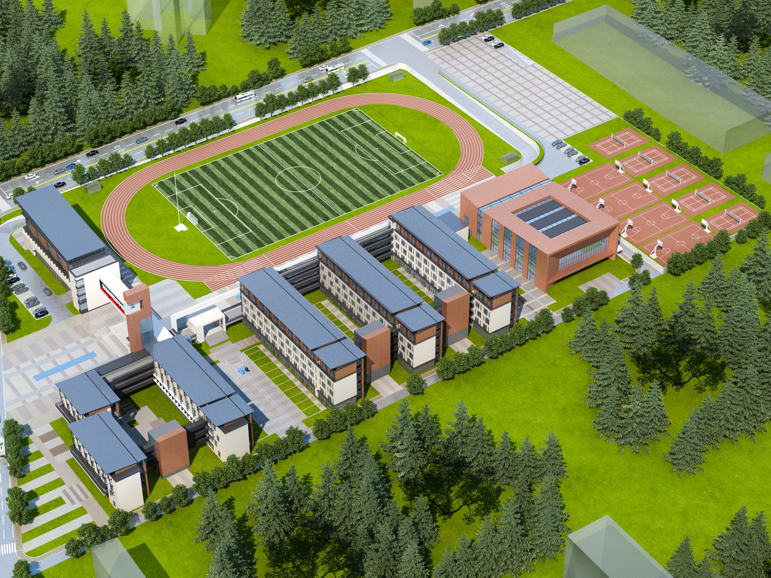 3D Campus School Buildings Set  007 3D model_1