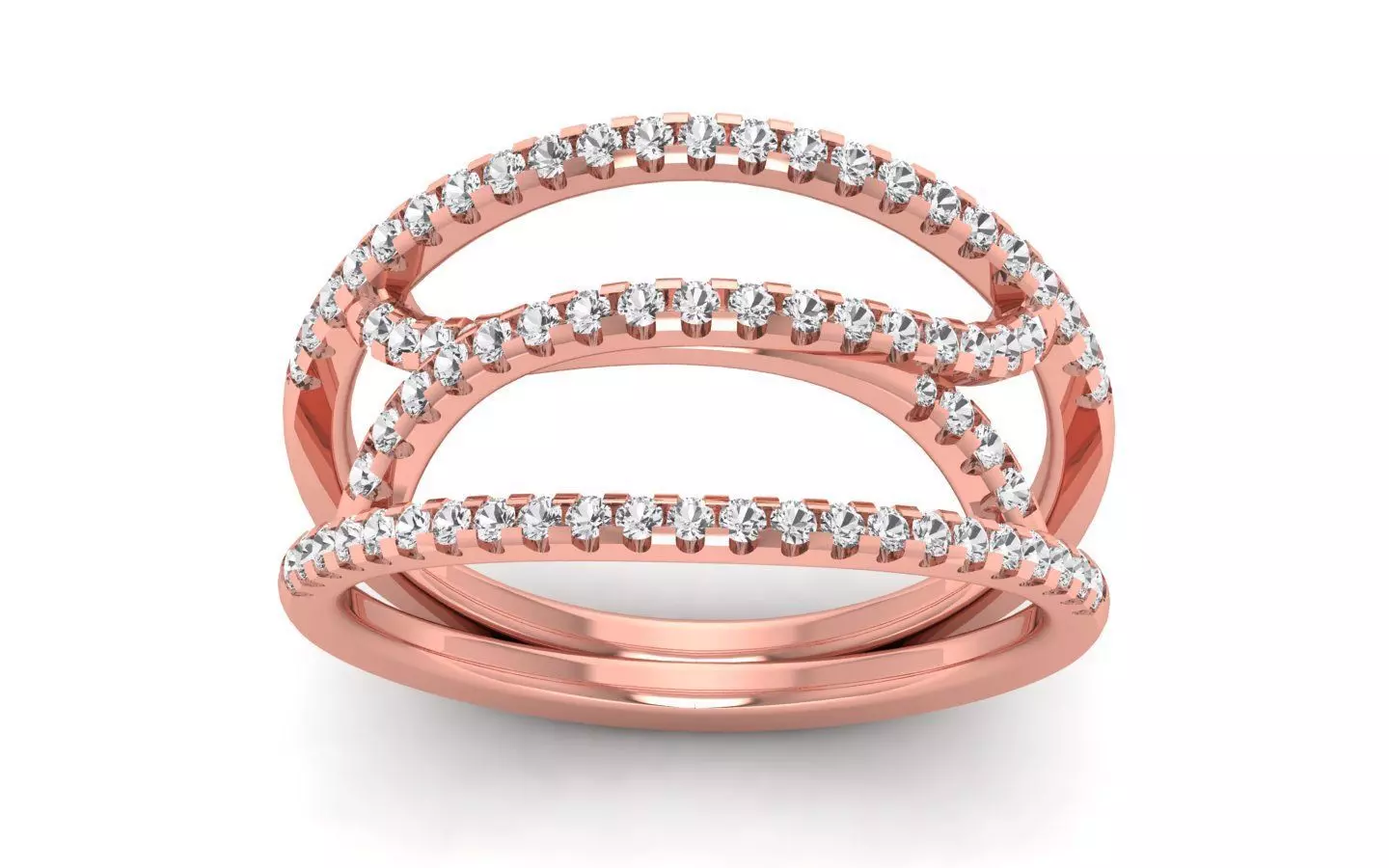 Women Solitaire Four Band Ring 3dm STL OBJ FBX Renders Details 3D print model_0