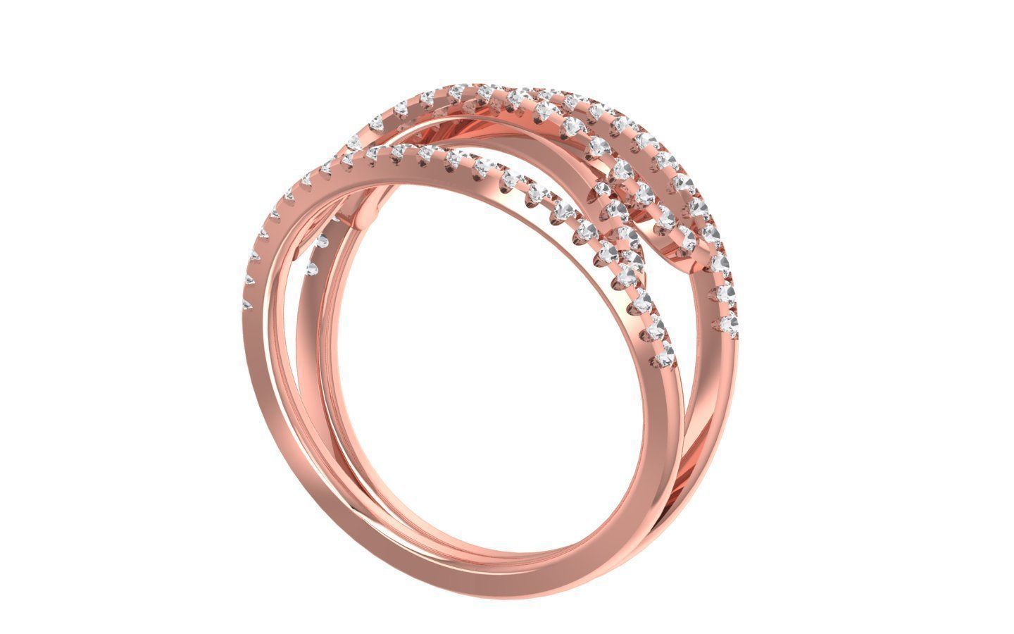 Women Solitaire Four Band Ring 3dm STL OBJ FBX Renders Details 3D print model_2