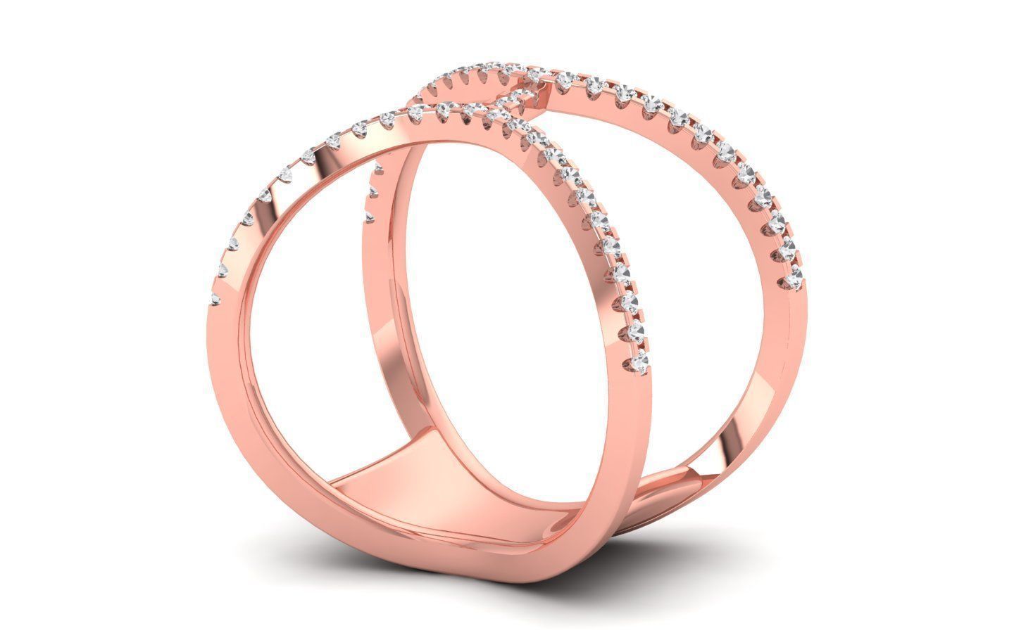 Women Solitaire Double Band Ring 3dm STL OBJ FBX Renders Details 3D print model_1