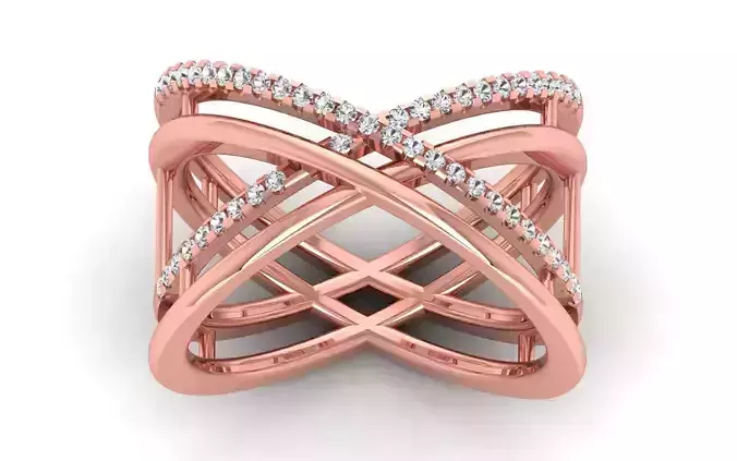 Women Solitaire Four Band Ring 3dm STL OBJ FBX  Renders Details