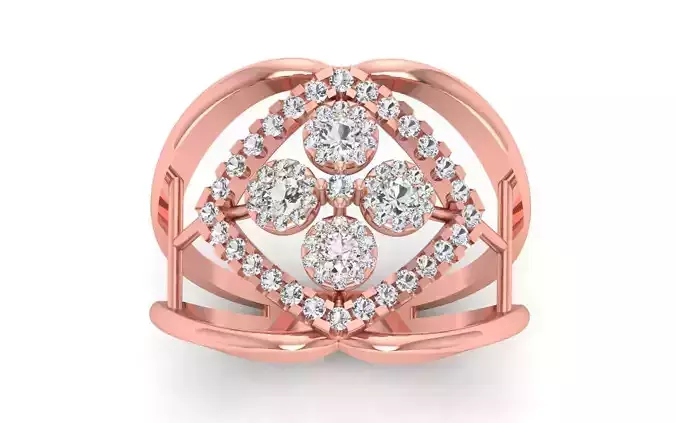 Women Solitaire Four Band Ring 3dm STL OBJ FBX  Renders Details