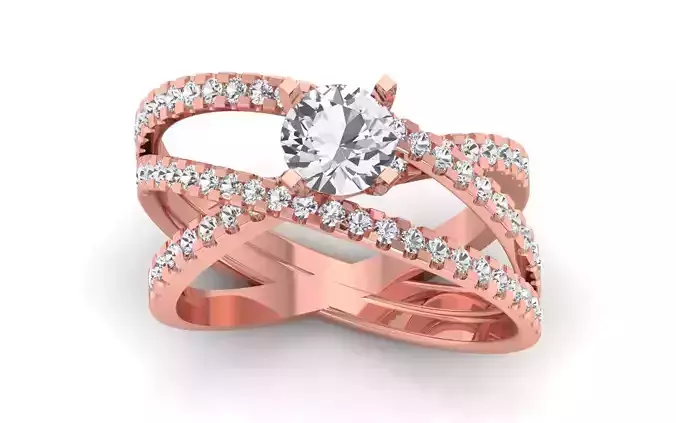 Women Solitaire Three Band Ring 3dm STL OBJ FBX  Renders Details