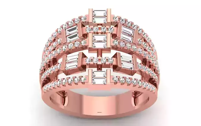 Women Solitaire Four Band Ring 3dm STL OBJ FBX  Renders Details