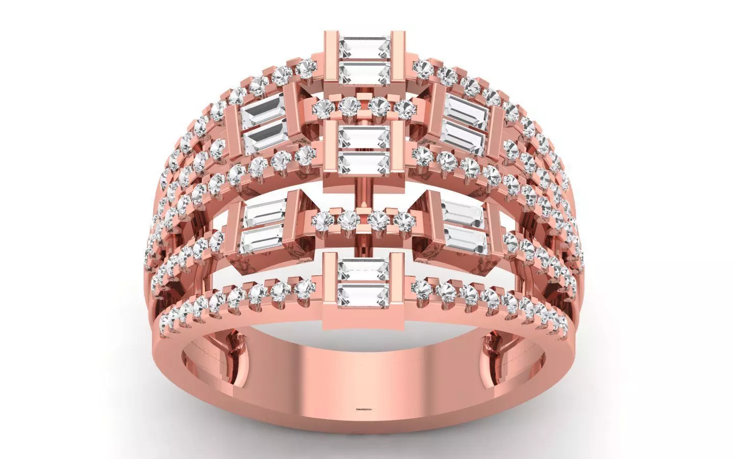 Women Solitaire Four Band Ring 3dm STL OBJ FBX Renders Details 3D print model_0