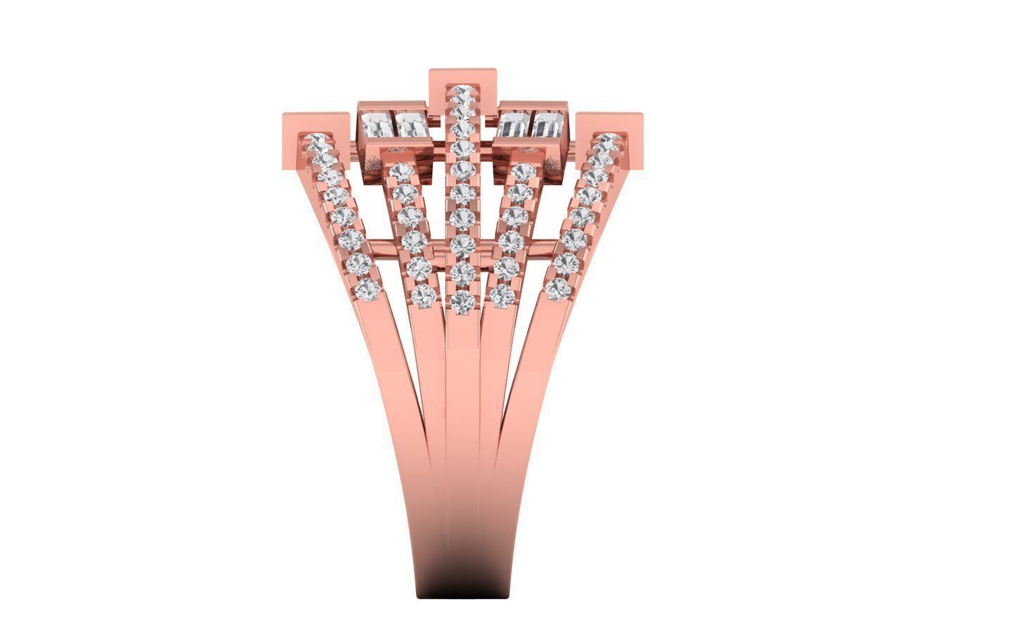 Women Solitaire Four Band Ring 3dm STL OBJ FBX Renders Details 3D print model_1