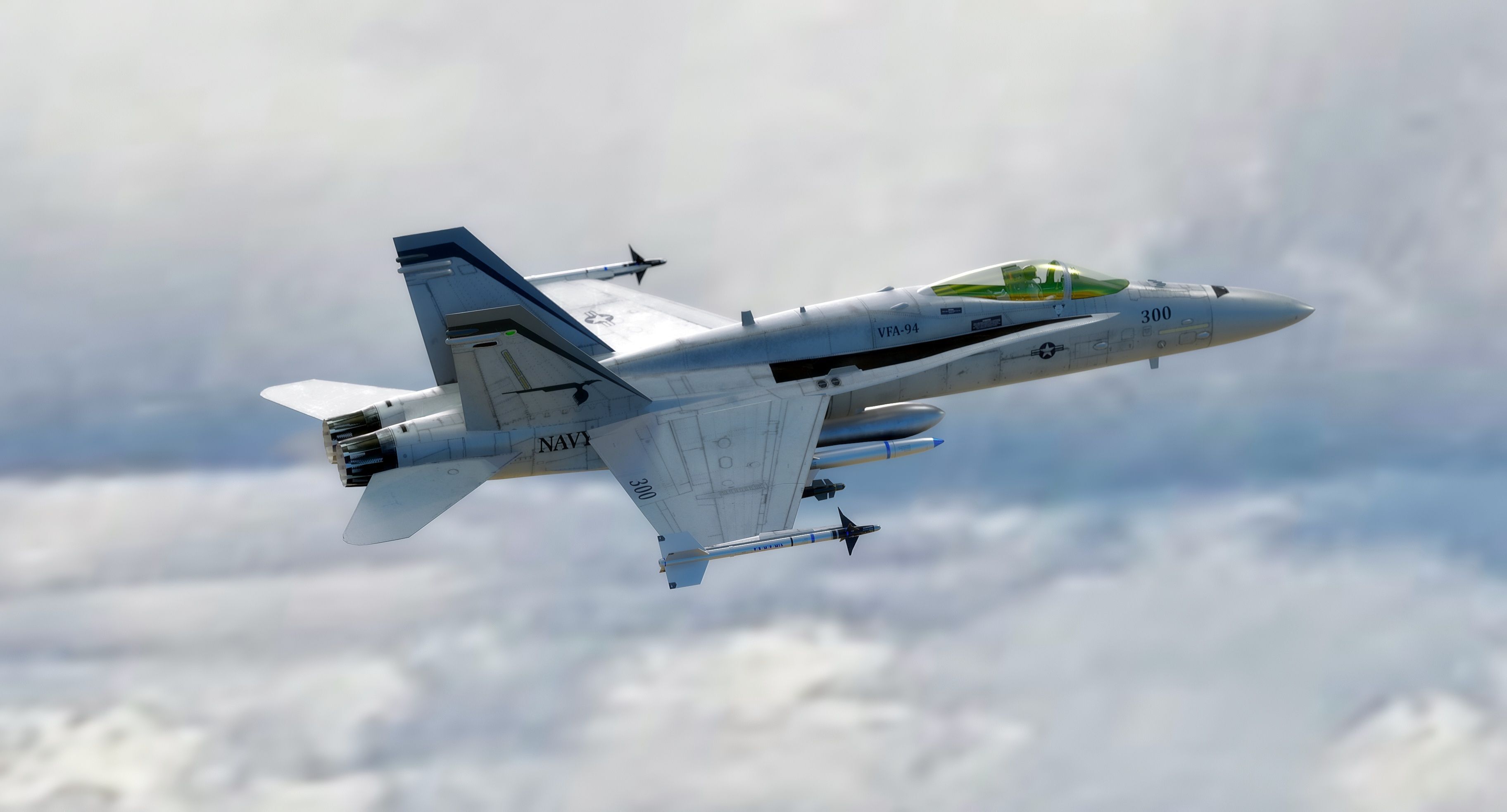 FA 18 Hornet-with Cocpit-Fully Rigged-Changeable decal and text Low-poly 3D model_4