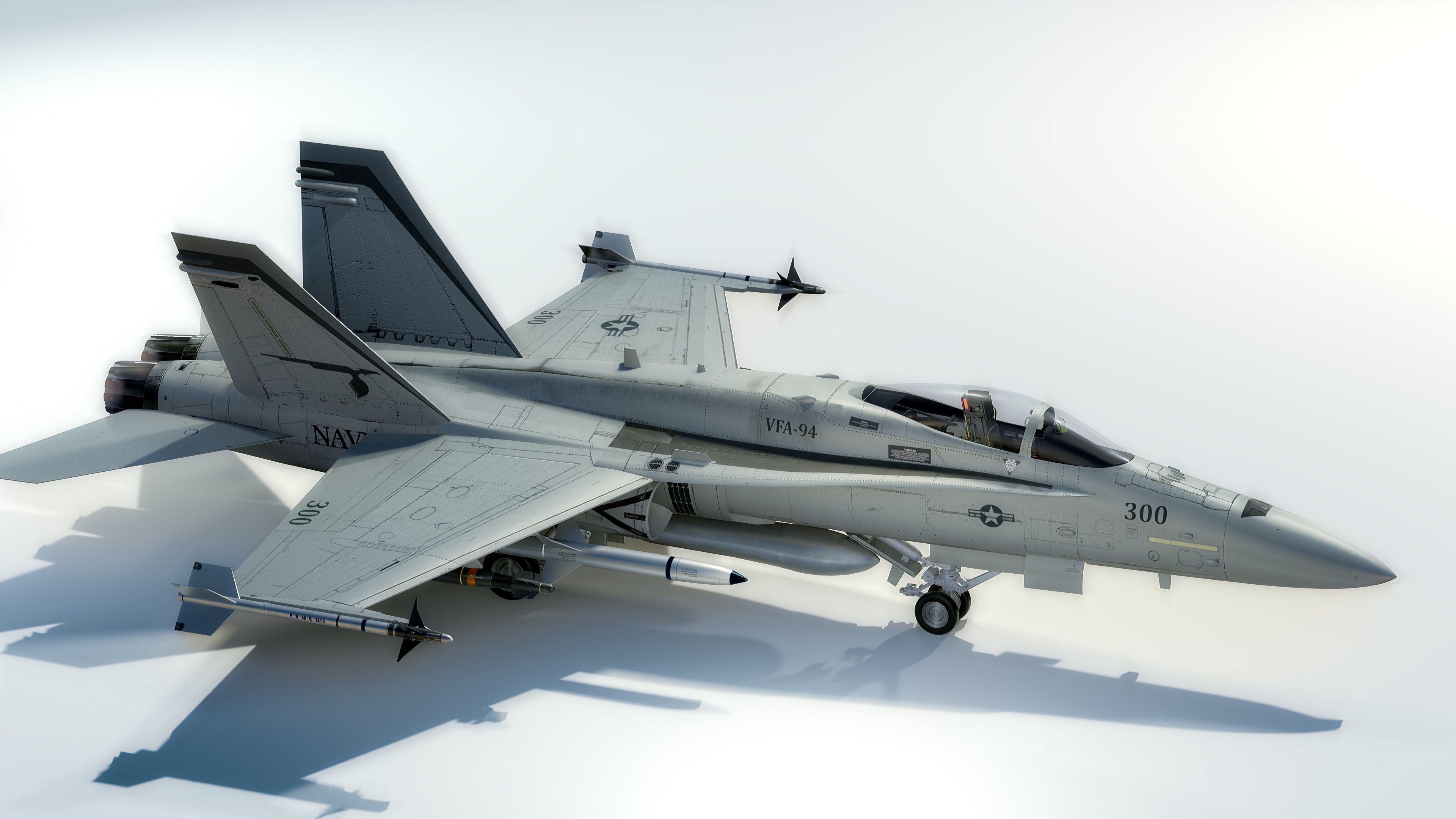 FA 18 Hornet-with Cocpit-Fully Rigged-Changeable decal and text Low-poly 3D model_32