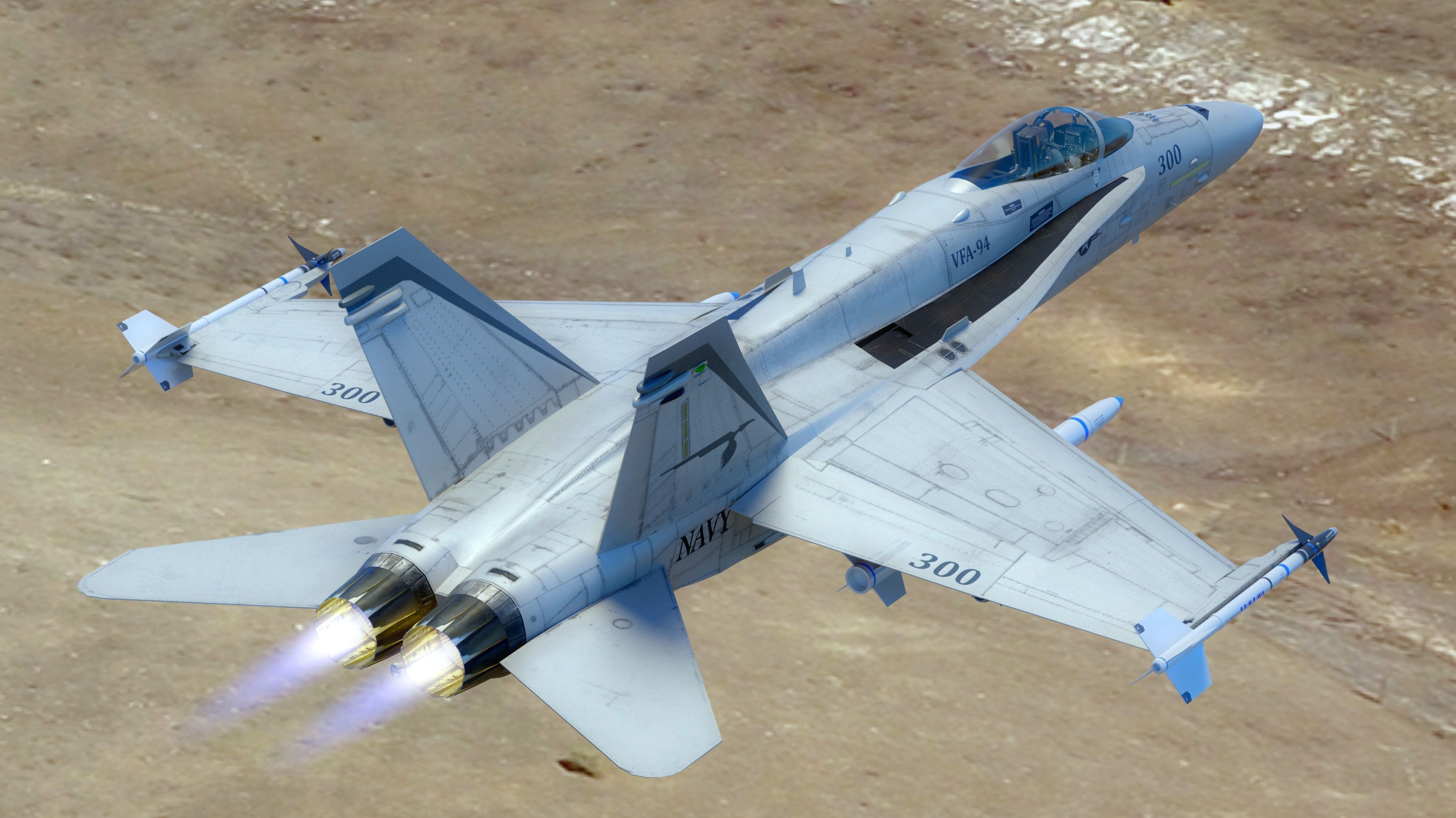 FA 18 Hornet-with Cocpit-Fully Rigged-Changeable decal and text Low-poly 3D model_12