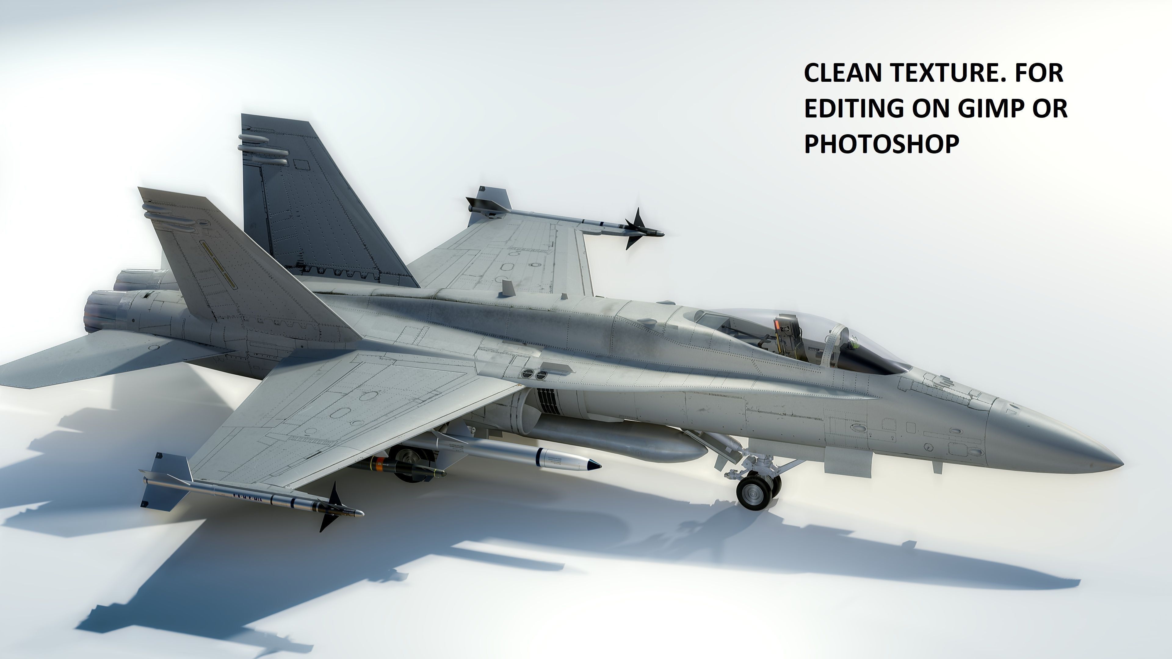 FA 18 Hornet-with Cocpit-Fully Rigged-Changeable decal and text Low-poly 3D model_31