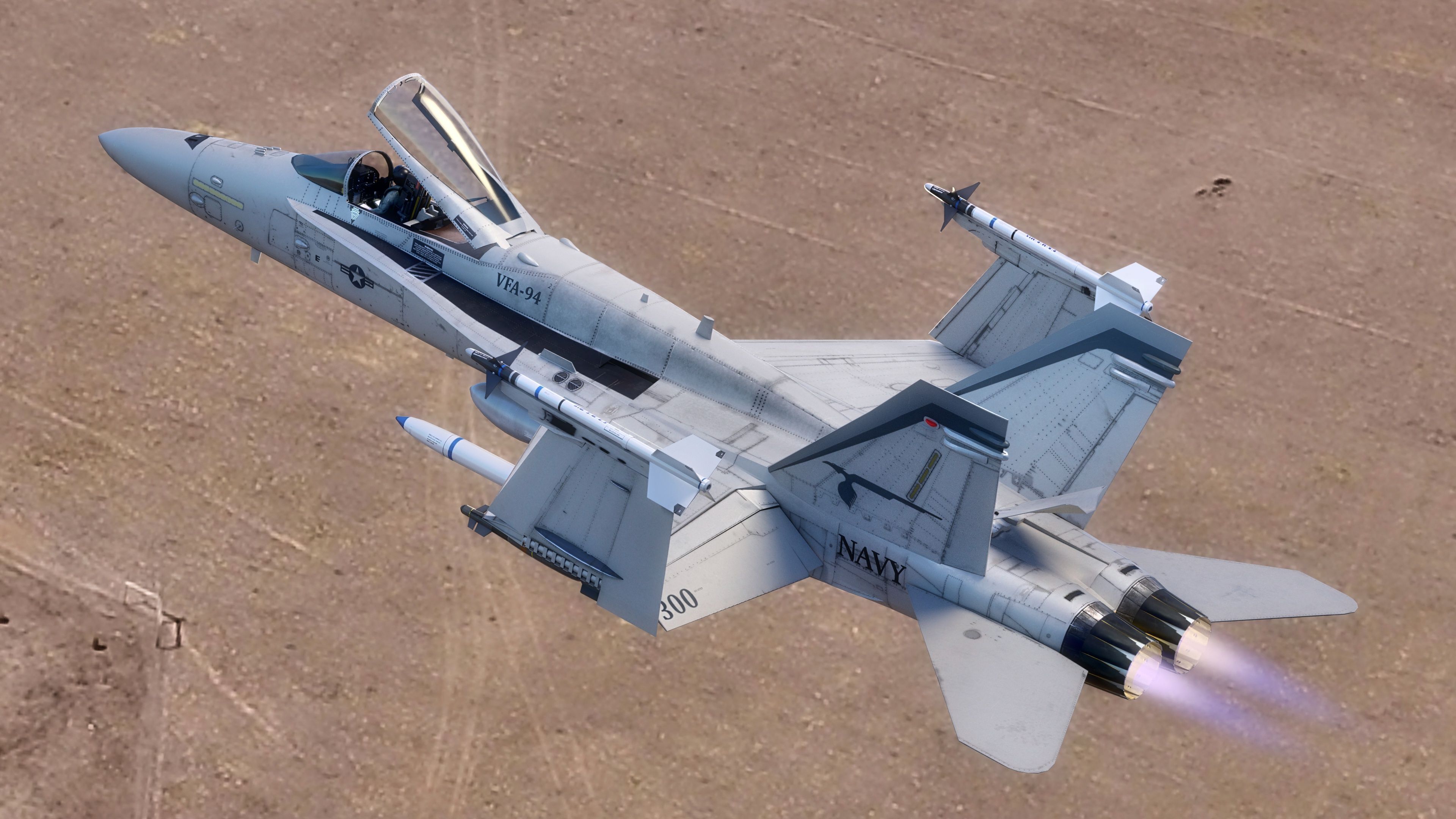 FA 18 Hornet-with Cocpit-Fully Rigged-Changeable decal and text Low-poly 3D model_8