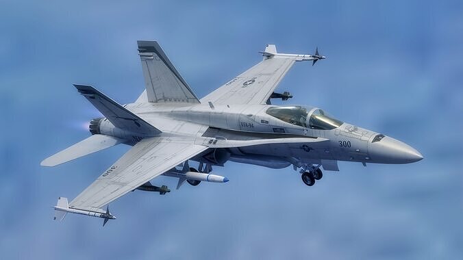 FA 18 Hornet-with Cocpit-Fully Rigged-Changeable decal and text Low-poly 3D model