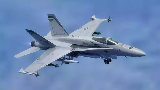 FA 18 Hornet-with Cocpit-Fully Rigged-Changeable decal and text Low-poly 3D model