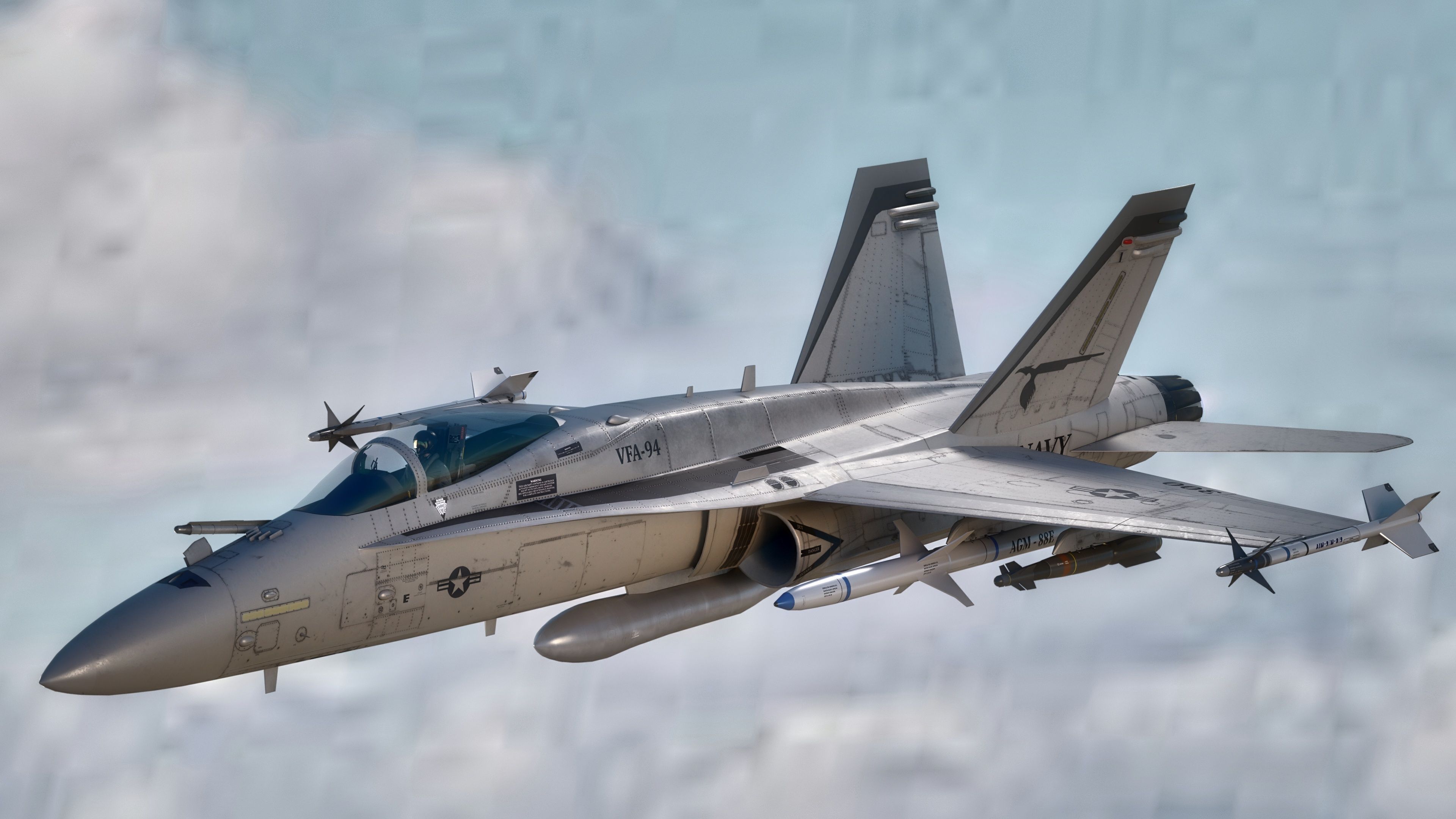 FA 18 Hornet-with Cocpit-Fully Rigged-Changeable decal and text Low-poly 3D model_25