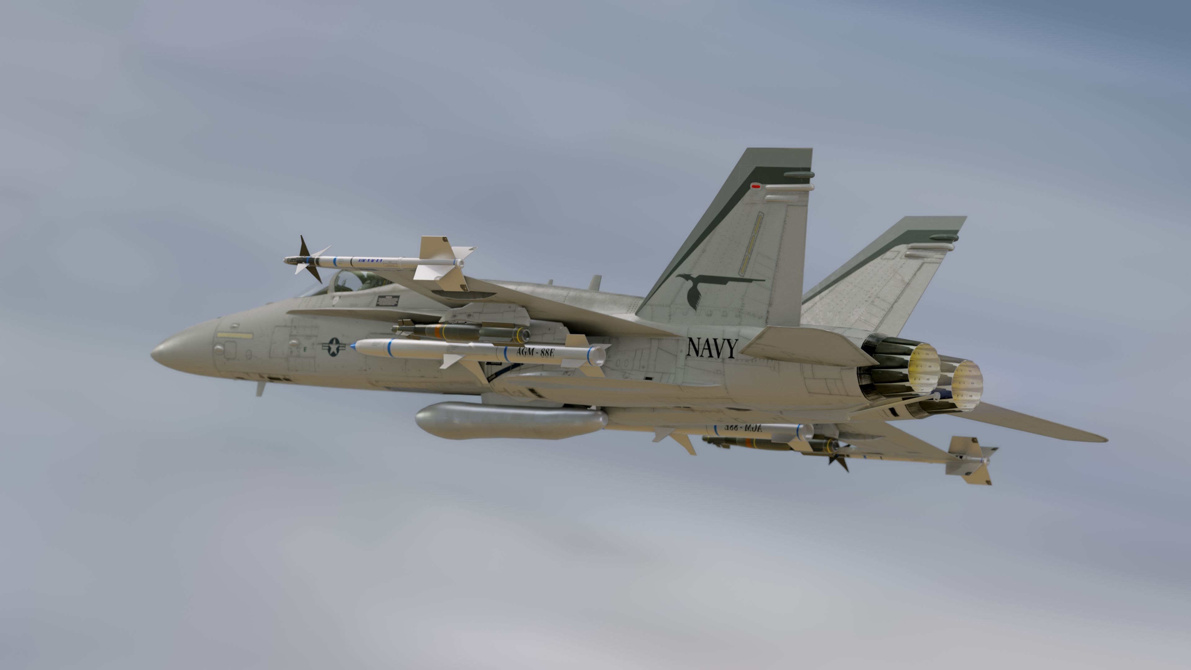 FA 18 Hornet-with Cocpit-Fully Rigged-Changeable decal and text Low-poly 3D model_29