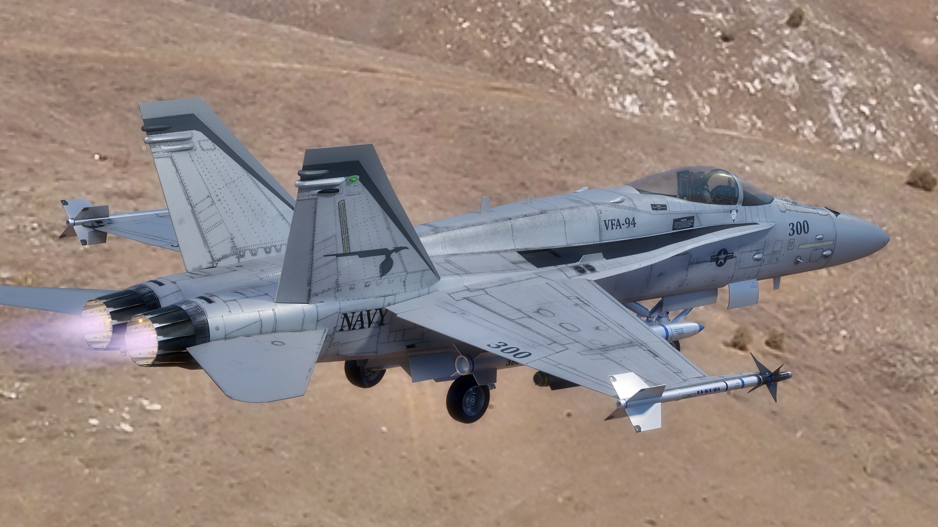 FA 18 Hornet-with Cocpit-Fully Rigged-Changeable decal and text Low-poly 3D model_22