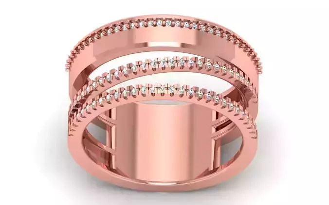 Women Solitaire Three Band Ring 3dm STL OBJ FBX  Renders Details