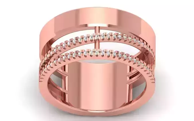 Women Solitaire Three Band Ring 3dm STL OBJ FBX  Renders Details