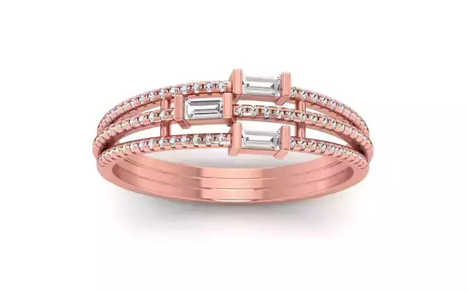 Women Solitaire Three Band Ring 3dm STL OBJ FBX  Renders Details