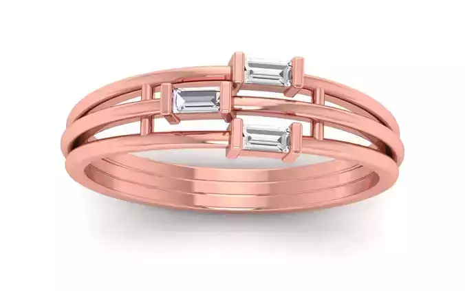 Women Solitaire Three Band Ring 3dm STL OBJ FBX  Renders Details