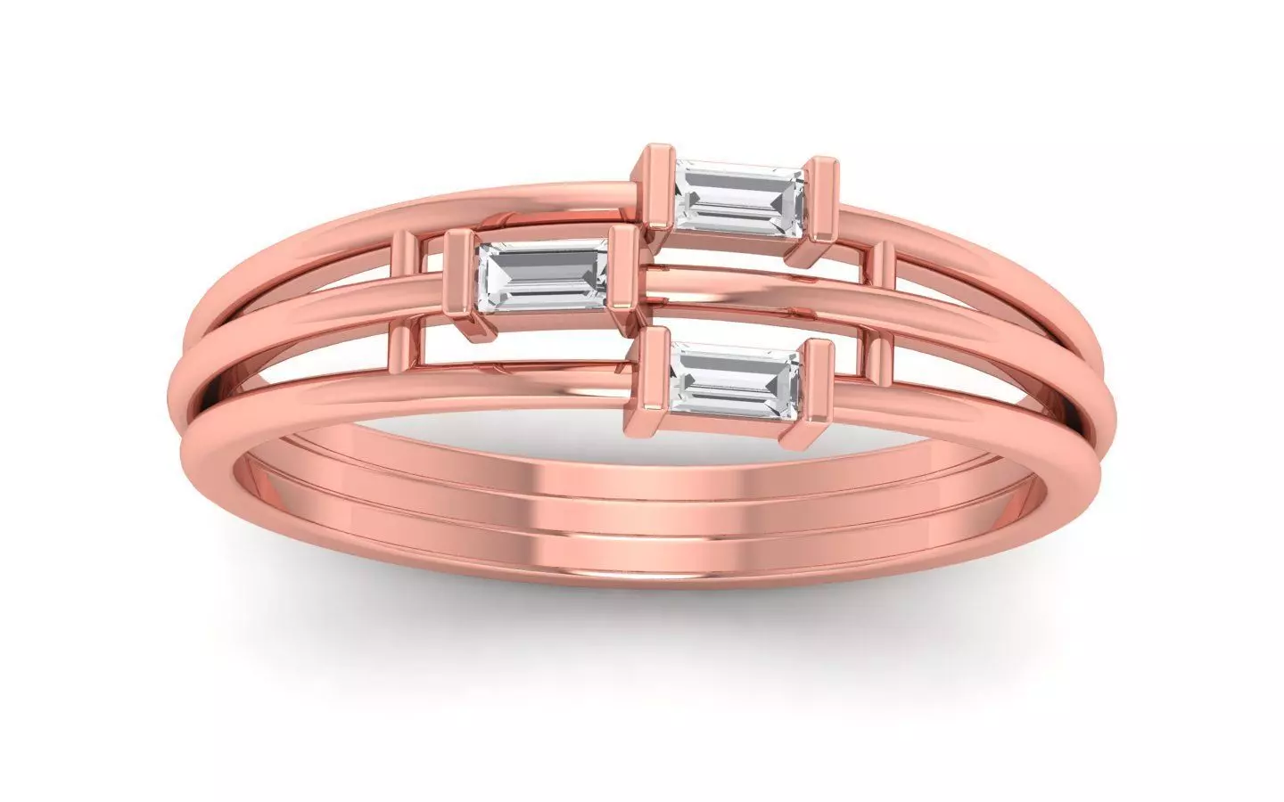 Women Solitaire Three Band Ring 3dm STL OBJ FBX  Renders Details 3D print model_0