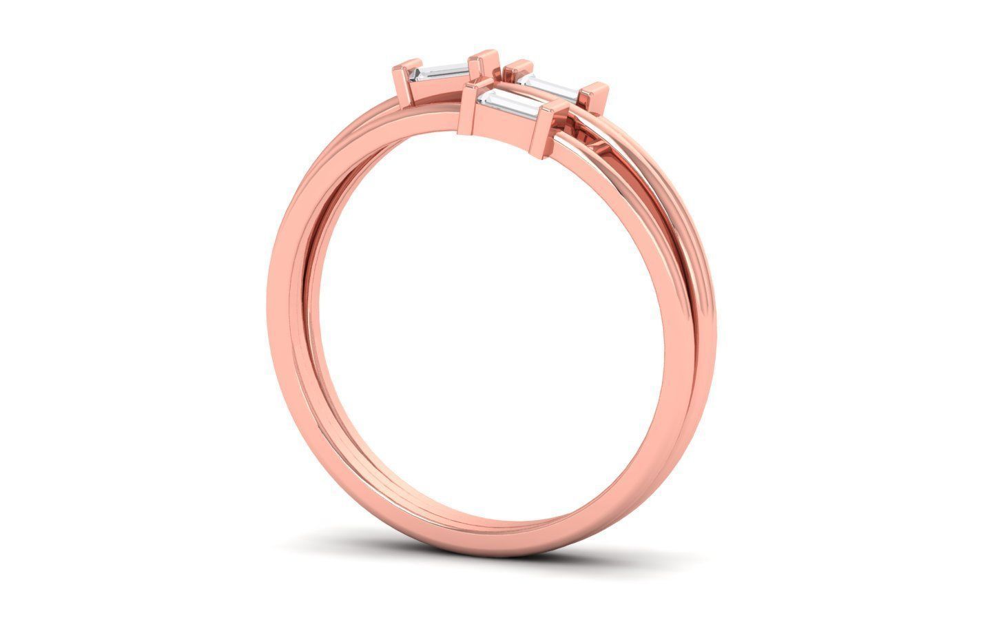 Women Solitaire Three Band Ring 3dm STL OBJ FBX  Renders Details 3D print model_2