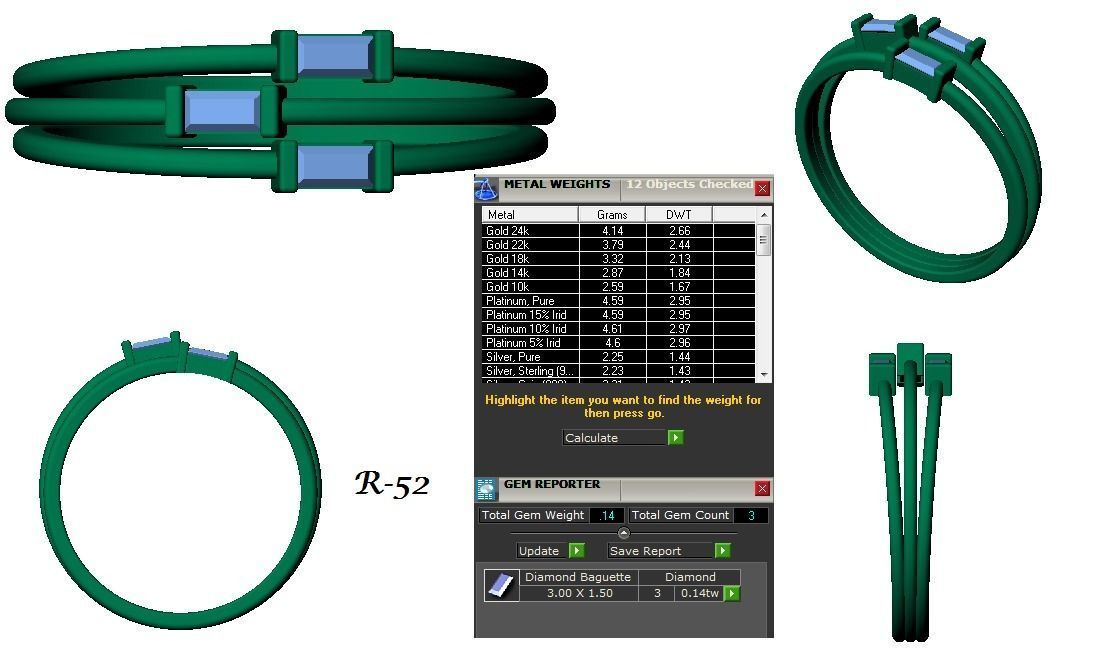 Women Solitaire Three Band Ring 3dm STL OBJ FBX  Renders Details 3D print model_3