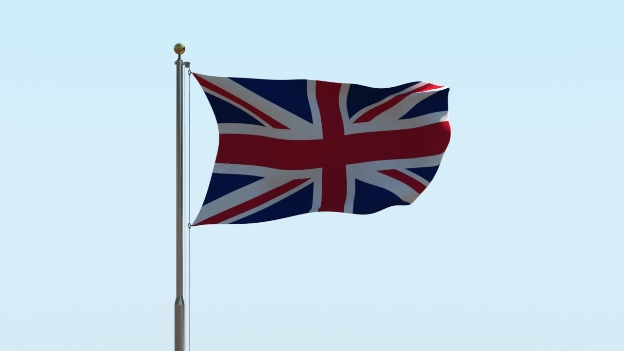Animated UK Flag  3D model_5