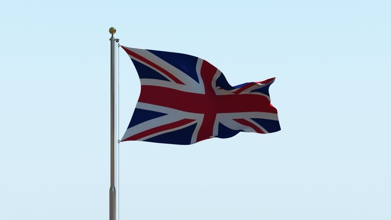 Animated UK Flag  3D model_2