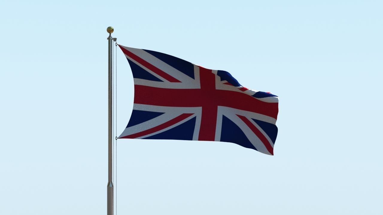Animated UK Flag  3D model_7