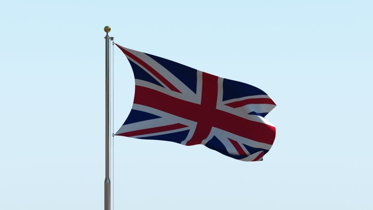 Animated UK Flag  3D model_8