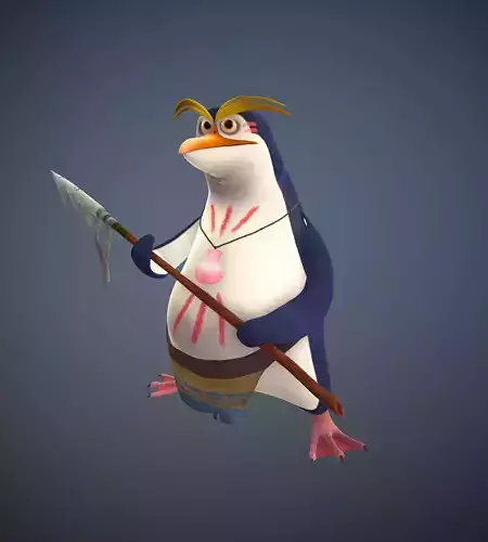Pinguin Warrior Low-Poly