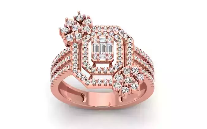 Women Solitaire Three Band Ring 3dm STL OBJ FBX  Renders Details