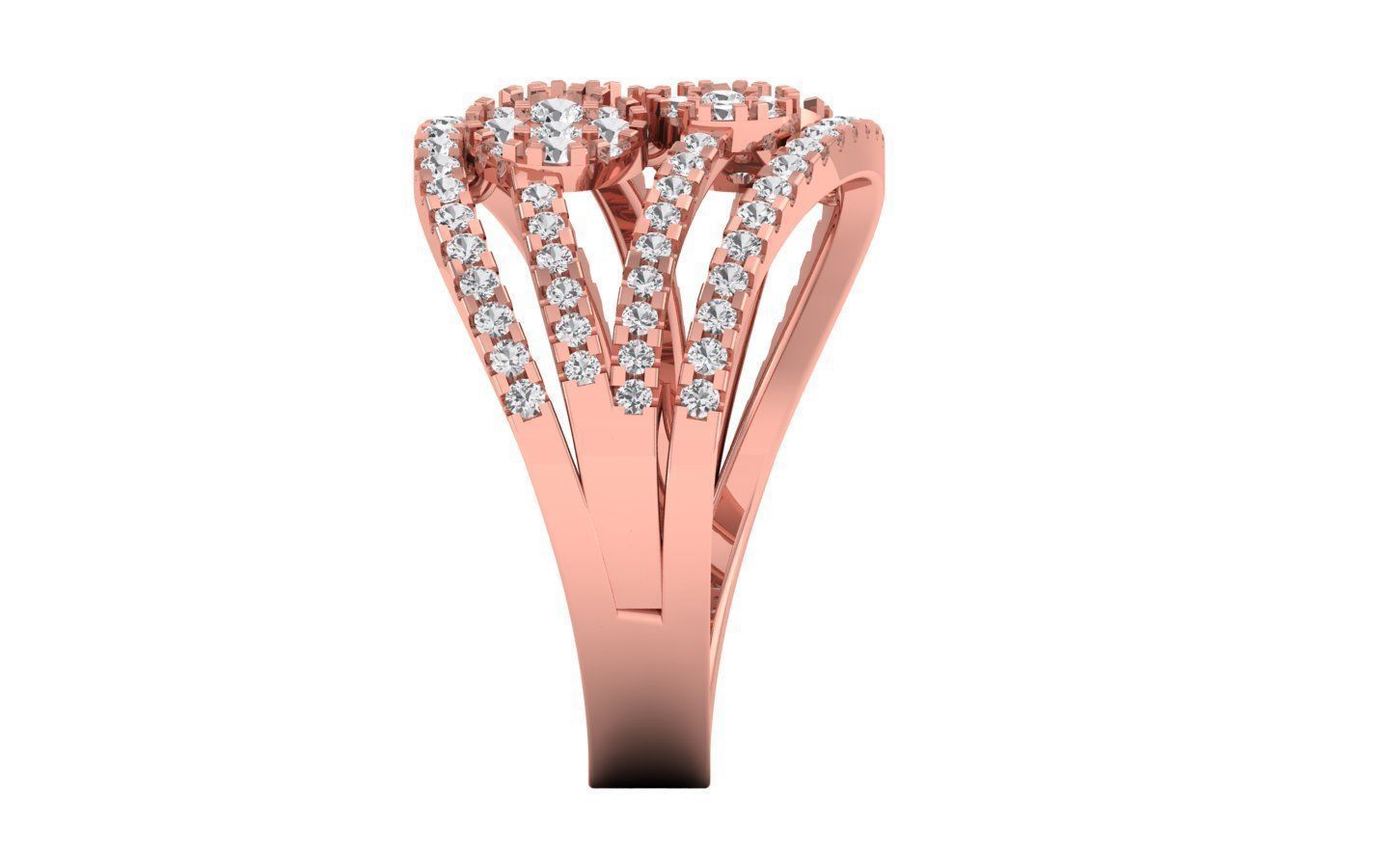 Women Solitaire Four Band Ring 3dm STL OBJ FBX  Renders Details 3D print model_2