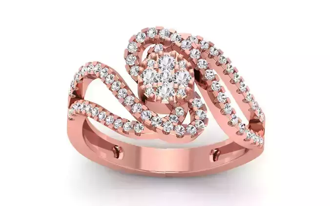 Women Solitaire Double Band Ring 3dm STL OBJ  Renders Details