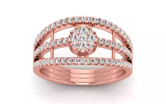 Women Solitaire Three Band Ring 3dm STL OBJ FBX  Renders Details