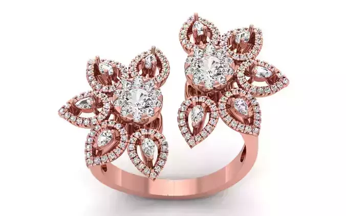 Women Flower Pear Diamond Bridal Ring 