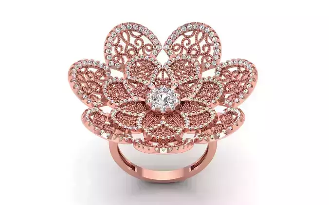 Women Flower Bridal Ring 3dm STL OBJ FBX  Renders Details