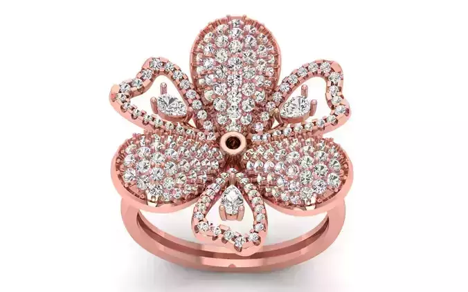  Solitaire  Flower  Bridal Ring 3dm STL OBJ FBX  Renders Details 3D print model