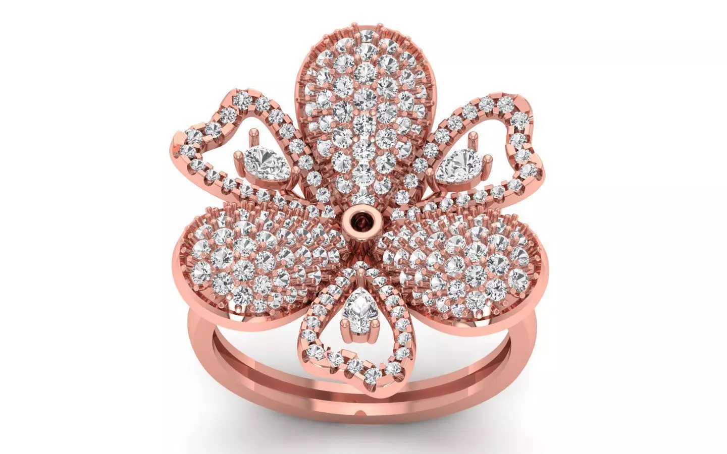  Solitaire  Flower  Bridal Ring 3dm STL OBJ FBX  Renders Details 3D print model_0