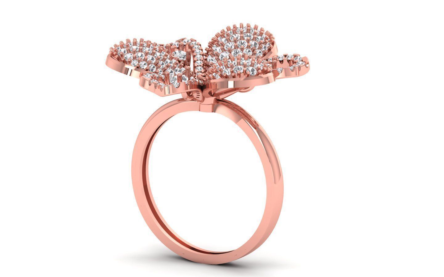  Solitaire  Flower  Bridal Ring 3dm STL OBJ FBX  Renders Details 3D print model_2